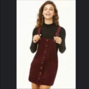 FOREVER21 EGGPLANT SKIRT OVERALLS